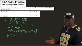 McGraw Hill Algebra 1, Chapter 10, Lesson 5 - The Pythagorean Theorem