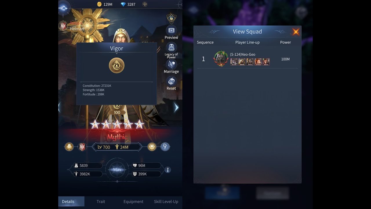 100 vigor M Aeson & 100M team power - Bloodline: Heroes of Lithas - YouTube