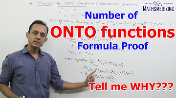 Number of onto functions formula proof: Summation mCr(-1)^r(m-r)^n with example n=4 & m=2