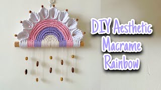 DIY aesthetic macrame rainbow | diy macrame semi circle | macrame wallhanging