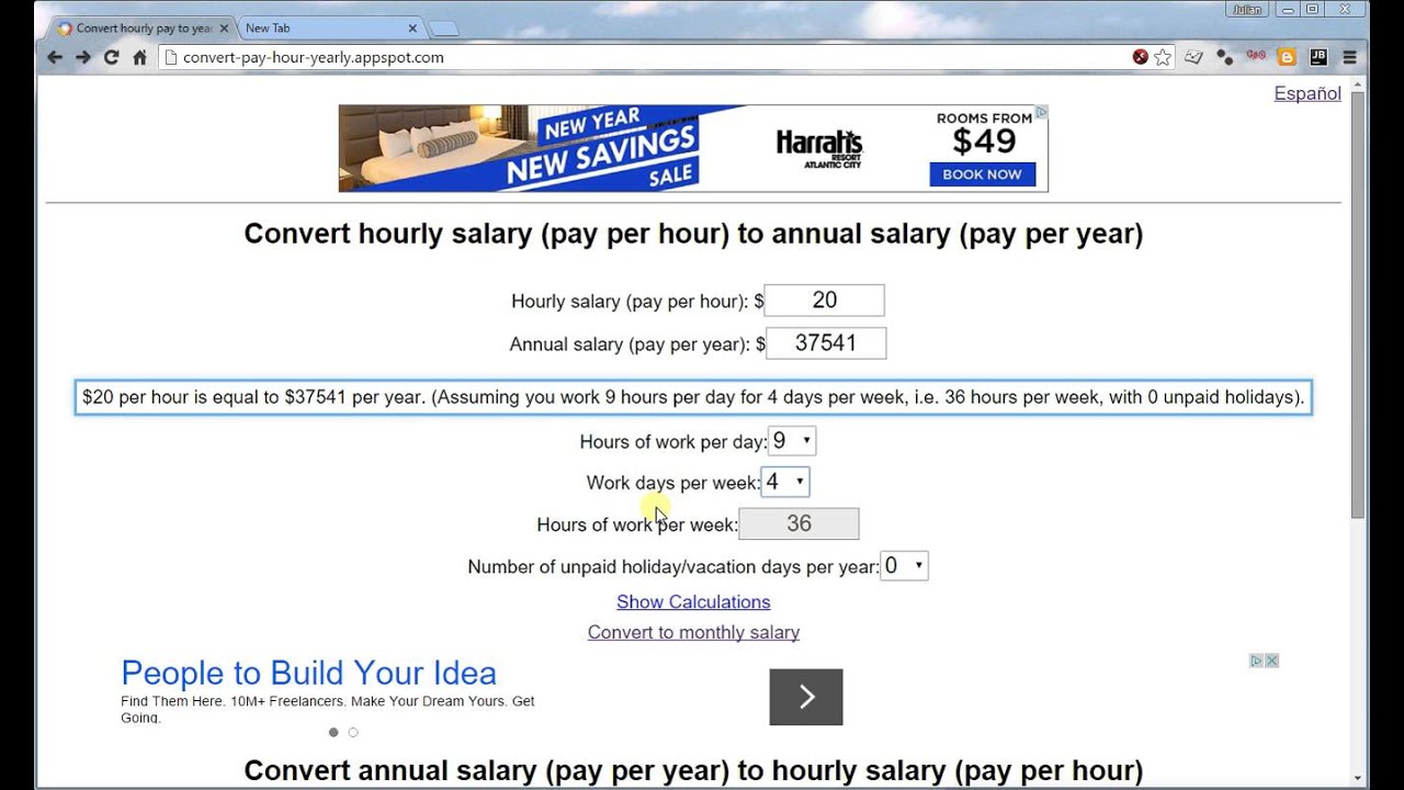 Convert Hourly Salary To Annual Salary