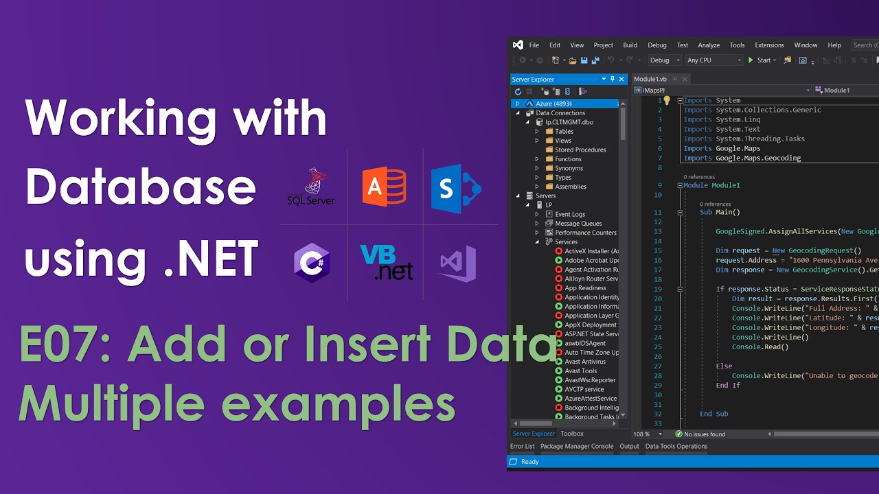 Add Data or Insert Data to Database - Oledb .NET E07 Add Data or Insert Data to Database - Oledb .NET E07