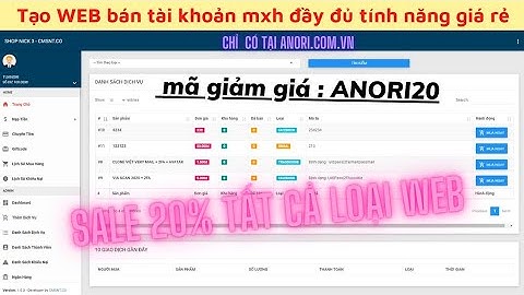 HƯỚNG DẪN TẠO WEBSITE Bán Tài Khoản MXH Via Clone FB , Xu TTC , Mail Giá Rẻ Cực Ngon | anori.com.vn