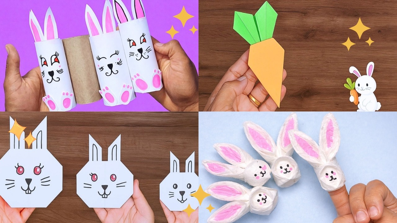 DIY: 4 Simple Paper Bunny Ideas for Easter 🐰 - YouTube