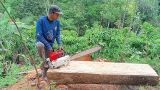 HONENING THE CHAIN ​​BELL AND PROCESSING THE WOOD INTO A BOARD 2X30X200CM FT CHAINSAW 707