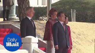 South Korean President Moon welcomes Belgian royals to Seoul