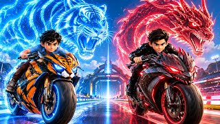 Shiva vs Rudra – Tiger Bike vs Dragon Bike Race 🐯🔥 | Hindi 3D Animation screenshot 5