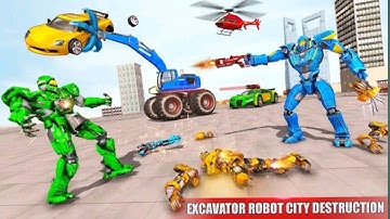 Dino Excavator Robot Car Transformer Game