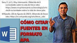 ¿Cómo citar FUENTES en formato APA? | Con WORD, muy FÁCIL screenshot 2