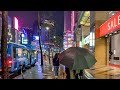 [4K] Walk on a Rainy Night in Downtown Seoul City Ambience Sound ASMR 봄비가 내리는 서울의 밤 우산 산책 빗소리