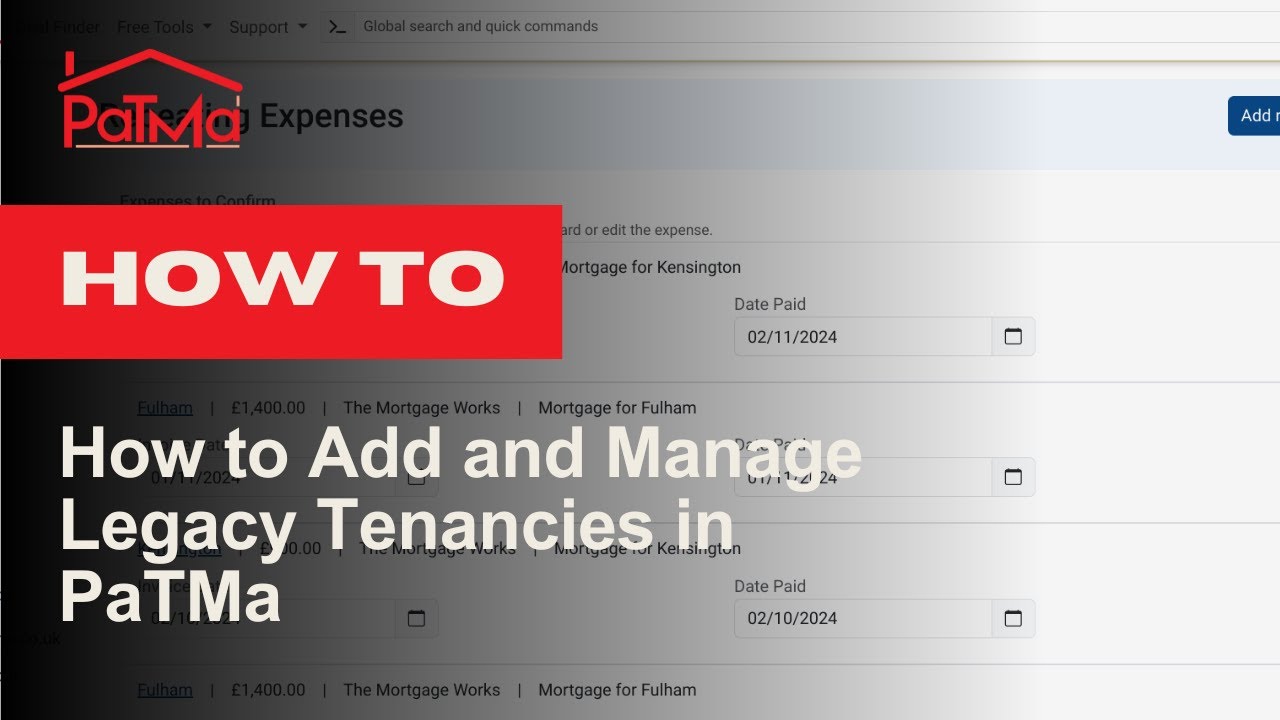 How to Add and Manage Legacy Tenancies in PaTMa