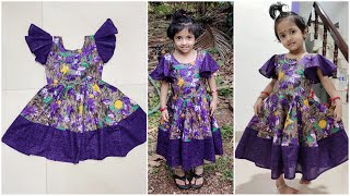 Baby frock cutting and stitching with full circle umbrella sleeves in malayalam