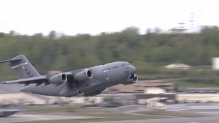 Largest US Military Transport Plane: C-17 Globemaster III Taking Off From J-Bear