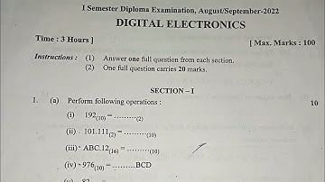 Diploma second digital electronics question paper 2022