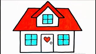 رسم بيت جميل رسومات سهله وبسيطة,رسم منزل وتلوينه,رسم منزل جميل وسهل,رسم منزل سهل وبسيط