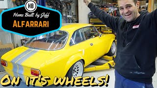 The Alfarrari is on it's wheels!  Ferrari engined Alfa 105 Alfarrari build part 190