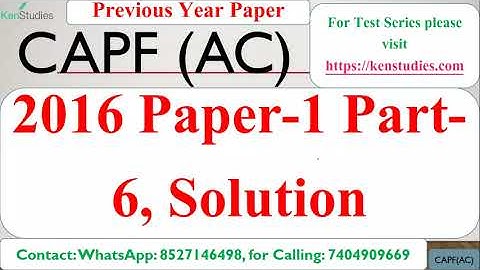 CAPF(AC) Previous Year Solved Paper 2016 Paper 1 Part 6 #Aptitude