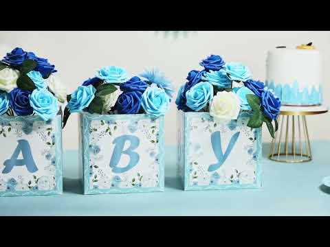 Baby Shower Centerpieces for Boys Floral Blue Baby Centerpiece DIY Baby Shower Decor