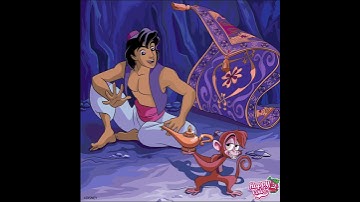 Aladdin and his monkey companion Abu alongside the Magic Carpet in the Cave of Wonders. #shorts