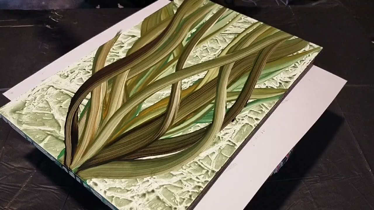 ARTE FLUIDO MÁGICO 🏆🎨 REPITIENDO LA MISMA PINCELADA 💥🔥 TÉCNICA ORIGINAL 💚🧡🖤