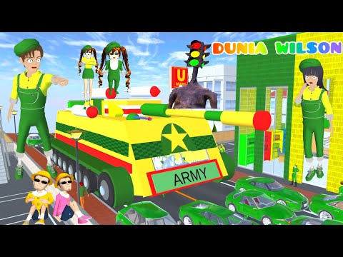 Yuta Kumpul Mobil Naik Tank Tentara vs Siren Light Head Sakura Panik | Sakura School