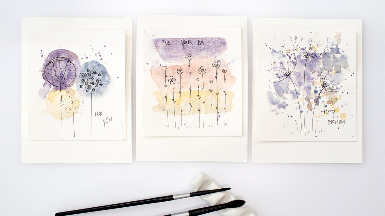 How to Make Easy Watercolor Cards in 10 Minutes (4 Ways!) - Lyssy Creates