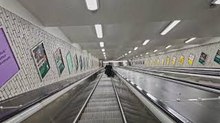Sweden, Stockholm, subway ride from Mariatorget to Hornstull, 2X escalator