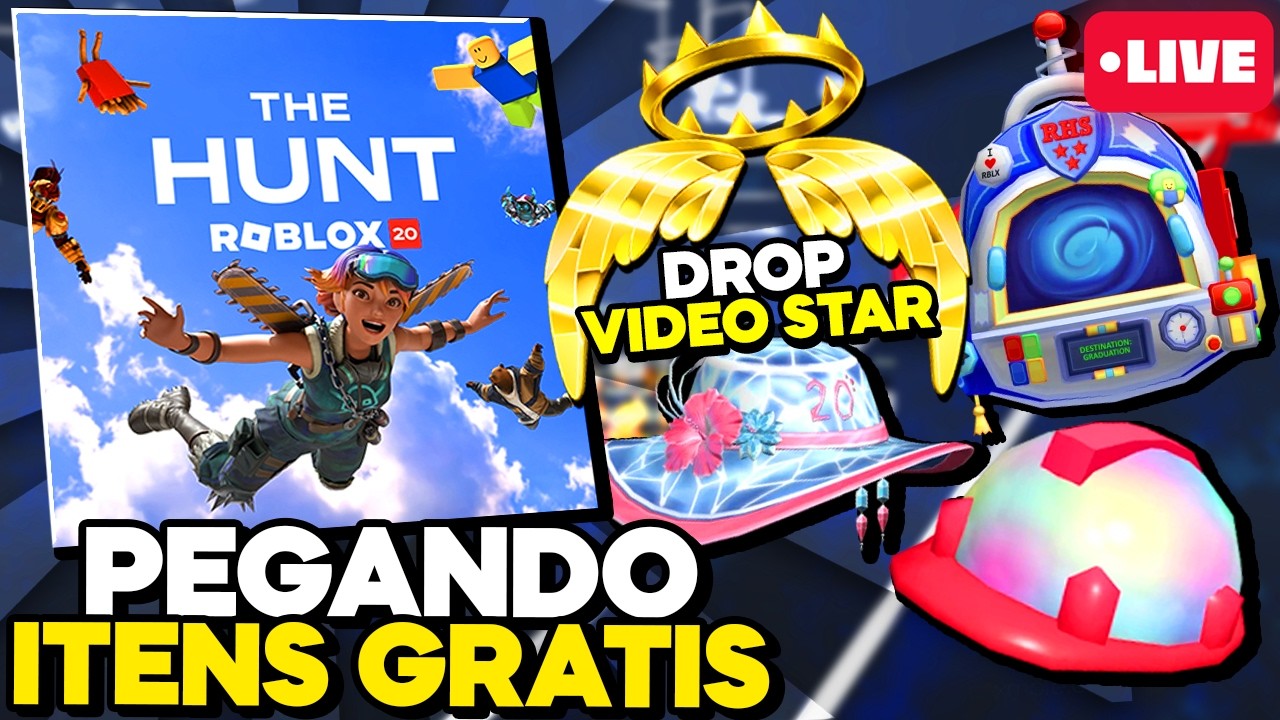 🔴 THE HUNT ROBLOX 20 AGORA! DROP do ITEM de VIDEO STAR!! PEGUE TODOS ITENS GRATIS do EVENTO! LIVE