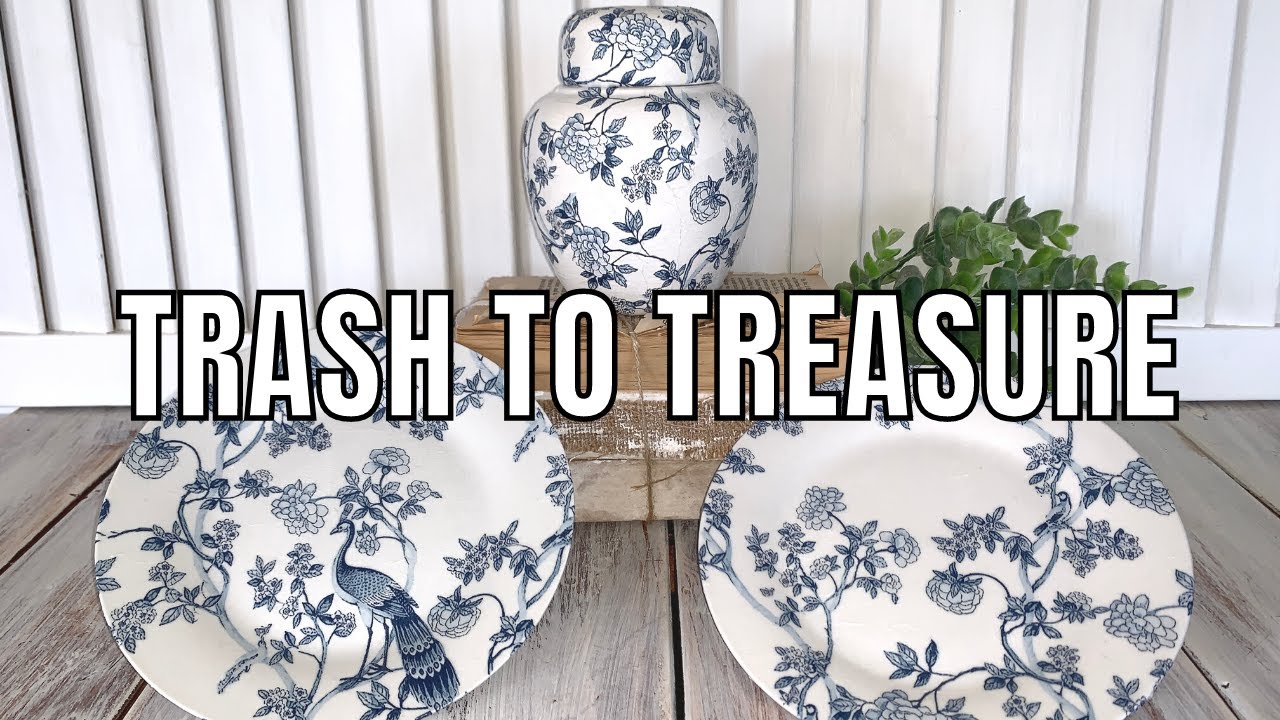 TRASH TO TREASURE THRIFT STORE FLIP | UPCYCLE HOME DECOR | DIY BLUE WILLOW | CHINOISERIE DECOR