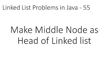 Linked List Problems in Java - 55: Make Middle Node as Head of Linked list