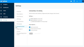Net2Phone Admin Portal: Voicemail to Email