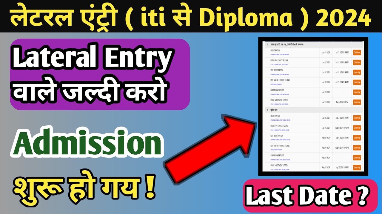 Lateral Entry ( iti से polytechnic ) ! Admission Process 2024 ! lateral