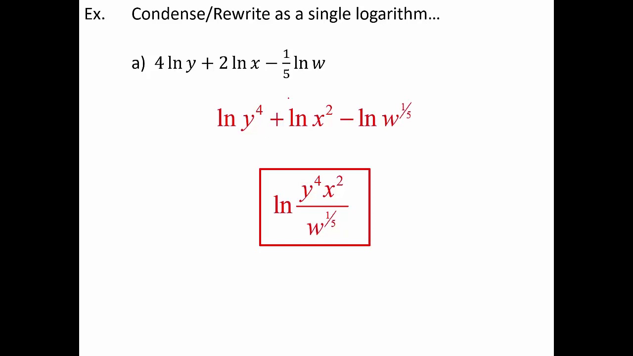 condense the logarithm condense the logarithm