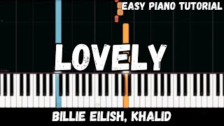 Billie Eilish, Khalid - Lovely (Easy Piano Tutorial)