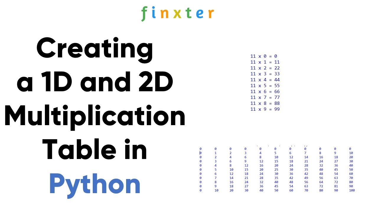 How To Display A 1D And 2D Multiplication Table In Python YouTube