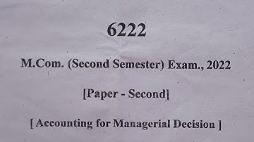 Accounting for  Managerial Decision M.com question paper 2022