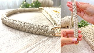 : Alca de croch^e para bolsas/ Facil e linda com mosquet~ao/ Tutorial passo a passo / Crochet bag strap