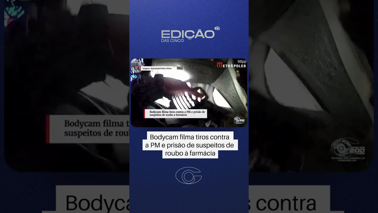 Bodycam filma tiros contra a PM e prisão de suspeitos de roubo a farmácia