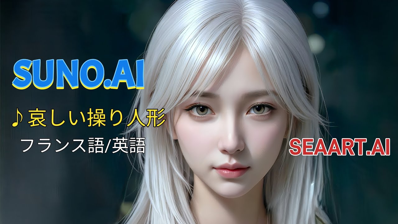 AI音楽・Suno AI・v5プロ『哀しい操り人形』A/フランス語＆英語の２曲・リップシンクAI、AI画像成形・SEAART.AI、4K