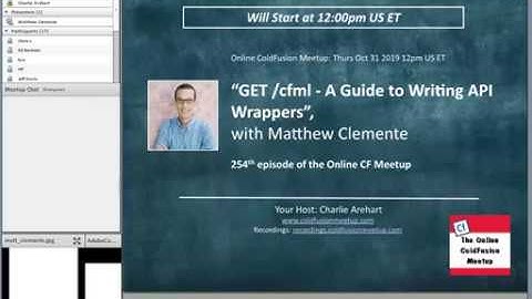 "GET cfml   A Guide to Writing API Wrappers", with Matthew Clemente -- CFMeetup #254