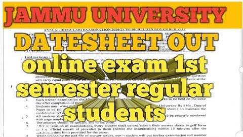 JAMMU UNIVERSITY|| 1st semester online exam date sheet out
