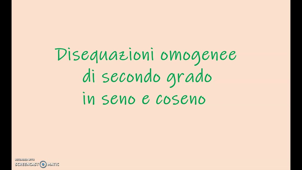 Goniometria 57 Disequazioni omogenee di secondo grado in seno e coseno