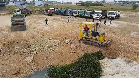 Really Admirable!! Nice Showing Talented Driver Dozer and Truck Working Land Filling Up