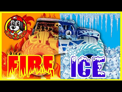 Monster Truck Toys - 🔥 FIRE & ICE ❄️  MONSTER JAM Challenge & Downhill Racing - 1 HOUR COMPILATION!