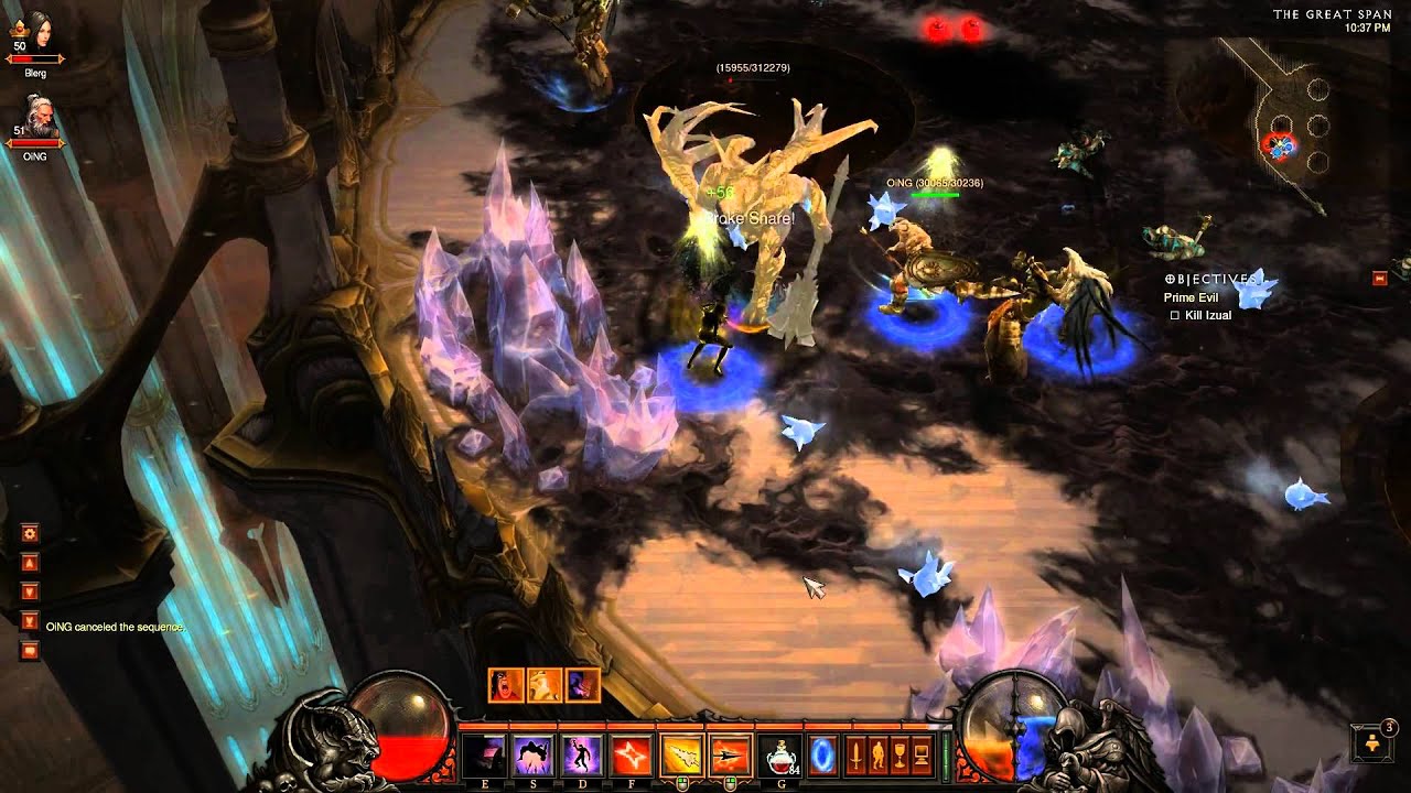 Diablo 3 - Nightmare Act 4: Izual Boss Fight (Hardcore)