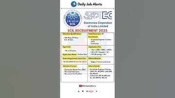 ECIL Recruitment 2025 | New Vacancy 2025 | Daily Job Alerts #shorts