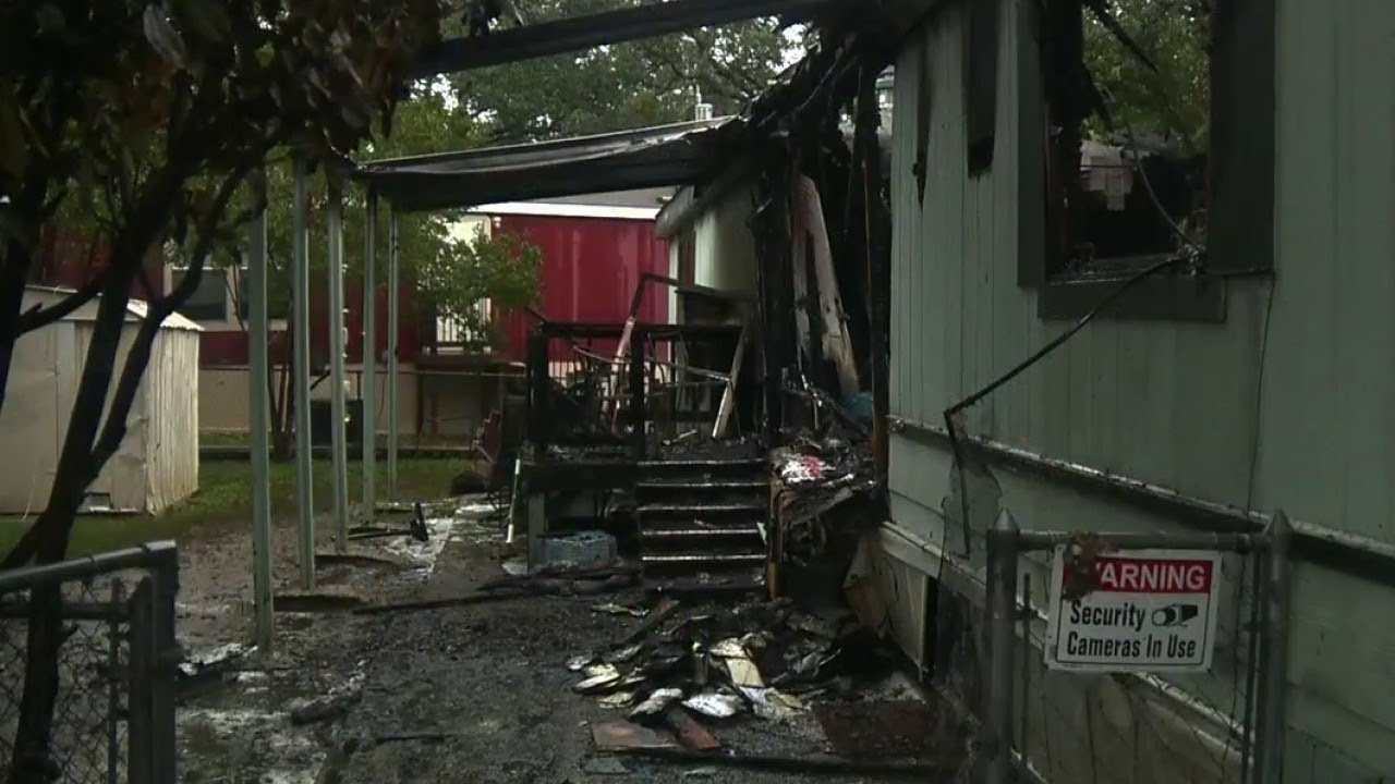 Woman being treated for smoke inhalation after fire in mobile home ...