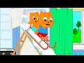 Cats Family in English - Homemade Ice Slide Cartoon for Kids