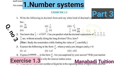 9th class maths| Chapter 1| 👩‍🏫Number system| 💁‍♀️Exercise 1.3 |Q no 3 |part 3|