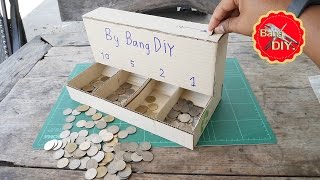 สิ่งประดิษฐ์จากกล่องกระดาษ เครื่องแยกเหรียญจากวัสดุเหลือทิ้ง | diy By ช่างแบงค์ LearnWithMe